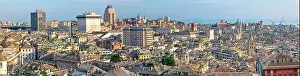 Italy, urban view of the skyline of the historic city of Genoa in Liguria