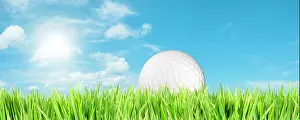 Green Field Prints: It's time to play golf. Panoramic composition in high resolution with a lot of copy space