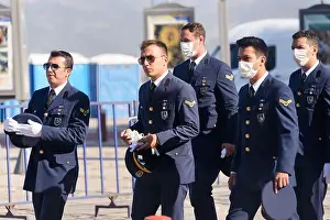 Nationalism Prints: Izmir, Turkey - August 30, 2021. Turkish Airforce Sergeants with blue uniform