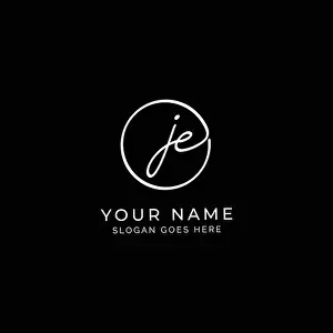 Joining Prints: J, E, JE Initial letter handwritten and signature vector logo