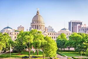 Trees Collection: Jackson, Mississippi, USA downtown cityscape at the capitol