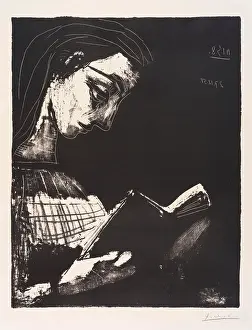 Potrait Prints: Jacqueline lisant. Museum: PRIVATE COLLECTION. Author: PABLO PICASSO