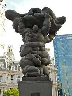 Jacques Lipchitz sculpture with Philadelphia City Hall in the background. Dedicated 1976 as part of the USA bicentenial