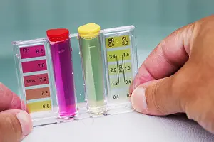 Inflatable Prints: Jacuzzi spa pool maintenance test, Ph chlorine and bromide levels