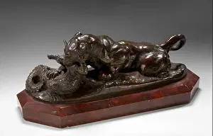 Crocodile Prints: Jaguar Devouring a Crocodile. Antoine-Louis Barye created more than fifty sculptures of cats
