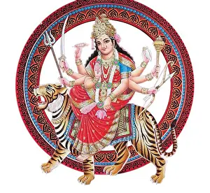 Hindu Festival Prints: Jai Mata Di, Goddess Durga Stock Photography from a printing house