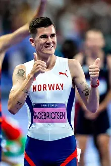 Olympic Games Prints: Jakob Ingebrigtsen (NOR), competes in the Men's 1500 semi-finals at the 2024 Olympic Summer Games