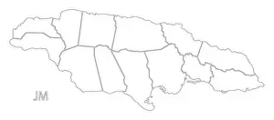 Isolated Vector Vectors Prints: Jamaica outline silhouette map illustration with parishes