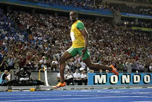 Cheering Prints: Jamaica?s Usain Bolt wins the 200m final at the 12th IAAF World Championships in Athletics Berlin 2009 in Berlin