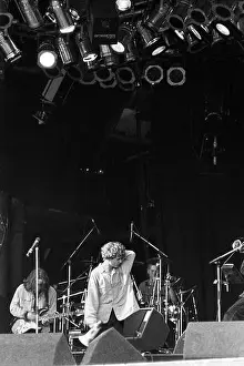 Somerset Prints: JAMES, PYRAMID STAGE, GLASTONBURY 1992: Tim Booth of the band James on the Pyramid Stage at Glastonbury