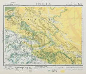Jammu Prints: JAMMU & KASHMIR. Ladakh Leh Amritsar Lahore Himalayas. Railways. LETTS 1884 map