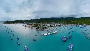 Beautiful Beach Prints: January 24, 2023: panoramic view of Vinh Luong fishing port