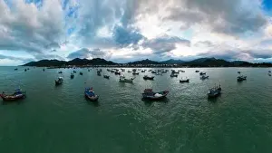 Beautiful Beach Prints: January 24, 2023: panoramic view of Vinh Luong fishing port