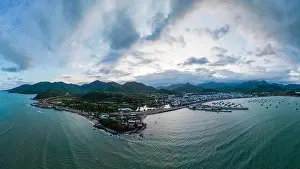 Beautiful Beach Prints: January 24, 2023: panoramic view of Vinh Luong fishing port
