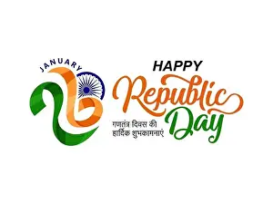 January 26, Republic day of India typography wish vector design
