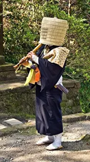 2008 Prints: Japan: A komuso or mendicant Buddhist monk in Kita-Kamakura