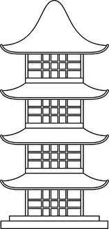 Kansai Prints: Japan temple icon. Outline illustration of japan temple vector icon for web design isolated on white background