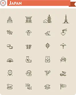 Fuji Prints: Japan travel icon set