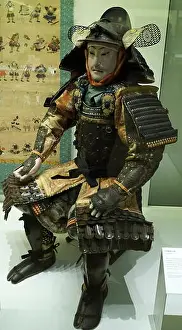 Lacquer Prints: Japanese figure of a samurai dressed in armour