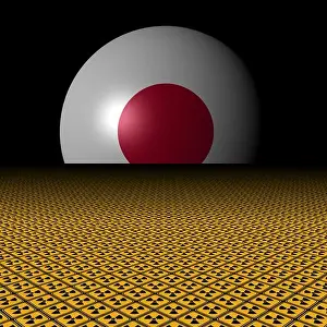 Nuclear Power Prints: Japanese flag sphere and radioactive warning signs illustration