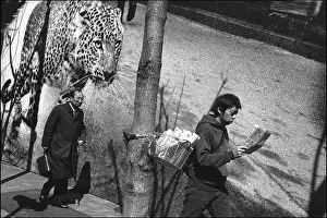 Amusing Prints: Japanese pedestrians pass a leopard on a billboard advertising Cartier jewellery