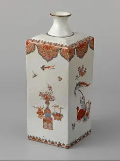 Floral Design Prints: A Japanese square bottle painted in Holland with lambrequins