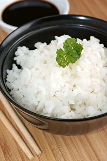 Rice Prints: Japanese style sticky rice in a lacquer bowl