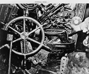 Annotated Prints: Japanese Type A midget submarine - Annotated photograph of the the submarine's control room