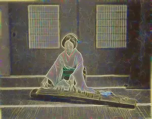 Energy Vibrant Prints: Japanese Woman Playing a Koto, Japan, 1890s, Hand-colored Albumen silver print