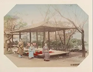 Tea House Prints: Three Japanese women at a tea house in the Suwapark