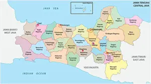 Strait Prints: Jawa Tengah, Central Java administrative and political vector map, Indonesia