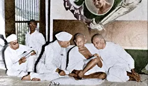 Eminent Prints: Jawaharlal Nehru, Mahatma Gandhi and Sardar Vallabhbhai Patel in Congress meeting