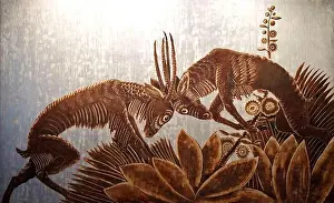 Vintage Artwork Prints: Jean Dunand - Antelope Confrontation - 1930