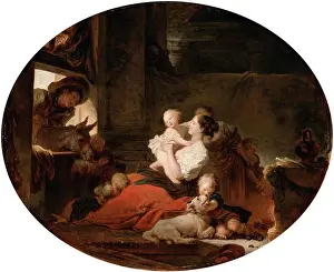 1770s Prints: Jean Honoré Fragonard, The Happy Family, painting, circa 1775