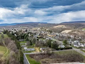 Borough Prints: Jersey Shore, PA, USA - 03-17-2024 - Cloudy winter / spring aerial image of the borough