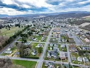 Borough Prints: Jersey Shore, PA, USA - 03-17-2024 - Cloudy winter / spring aerial image of the borough