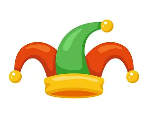 Fool Prints: jester hat with bells. flat vector illustration