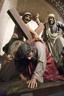 Pittsburgh Prints: Jesus Christ falls the first time at the 3rd Station of The Way of The Cross in the sanctuary of St