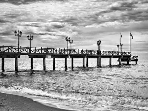 Destinations Prints: Jetty of Marbella on a day with dramatic skies
