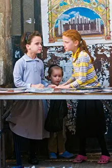 Ultra Prints: Jewish ultra orthodox children in the ' Mea Shearim' neighborhood in Jerusalem Israel