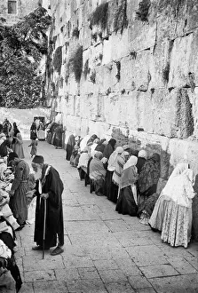 Temple Mount Prints: Jews at Wailing Wall, Jerusalem, Israel, circa 1920