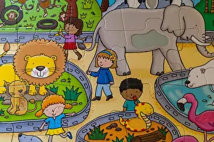 Assemble Prints: jigsaw puzzle section of ELC touch and feel zoo puzzle jigsaw puzzle with animals