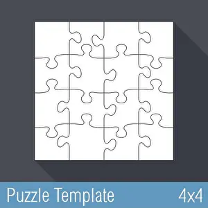 Design Education Prints: Jigsaw puzzle template 16 Pieces, 4x4, vector eps10 illustration