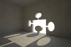 Exciting Prints: Jigsaw shaped door in dark room