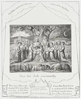 White Line Prints: Job and his Family. William Blake (England)