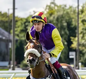 Racehorses Prints: Jockey Andrew Mullen on Laoise before the start of the Catherine And Charlotte Roache Handicap