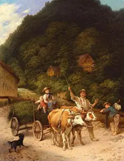 Rural Life Prints: Johann Grund's 1872 oil on canvas painting