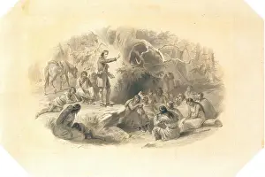 Interaction Prints: John Eliot Preaching to the Indians Felix Octavius Carr Darley American Darley was one of the most prolific American