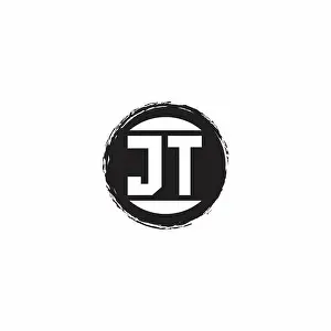 Initial Letter Prints: JT Logo Initial Letter Monogram with abstrac circle shape design template isolated in white background