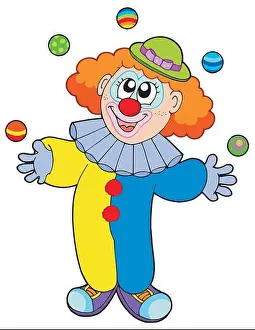 Juggling cartoon clown